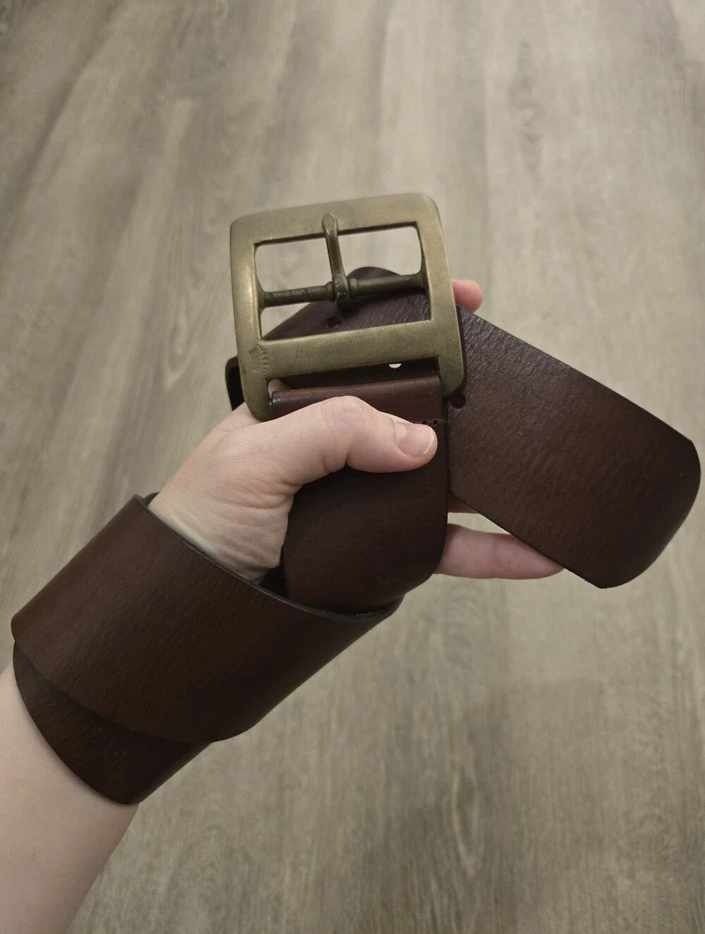 Mens Rustic Wide Brown Leather Belt Dirtbag Grunge Size 30